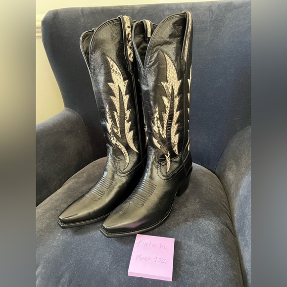 Tecovas Annie Midnight Patent Python Boots